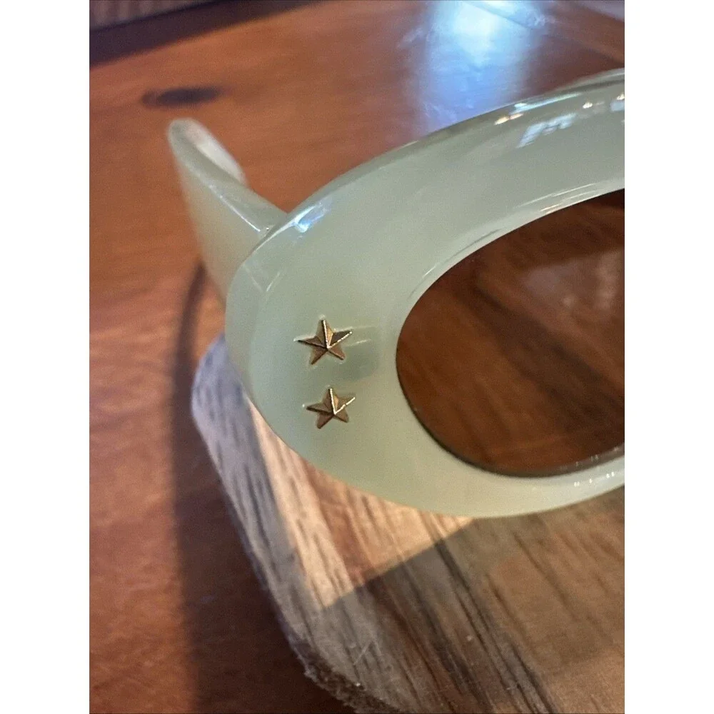 Free People Star Studded Cat Eye Sunglasses Mint Green Translucent AS IS